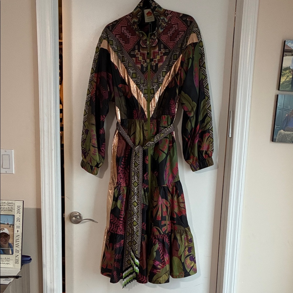 FARM Rio Geometric and Floral Long Sleeve Dress